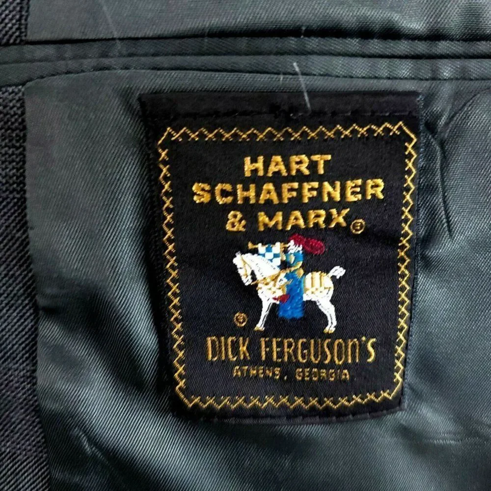 Hart Schaffner Marx 44L 2 Button Glen Check Wool‎